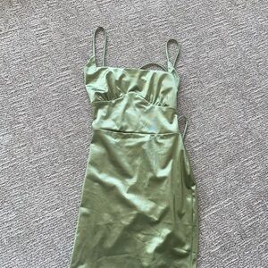 Windsor Satin Slip Dress in Sage Green